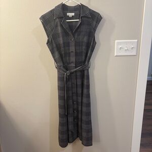 Calvin Klein Gray Plaid Midi Dress